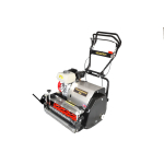 A silver and black Allett Tournament 24 petrol cylinder lawn mower is shown at an angle on a white studio background.