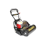 A black Allett Tournament 24 petrol cylinder lawn mower is shown at an angle on a white studio background.