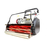 black Allett Buffalo 34 cylinder lawn mower with red cutting cylinder