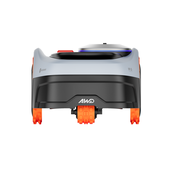 Segway Navimow i2 AWD robot lawn mower rear view on white background