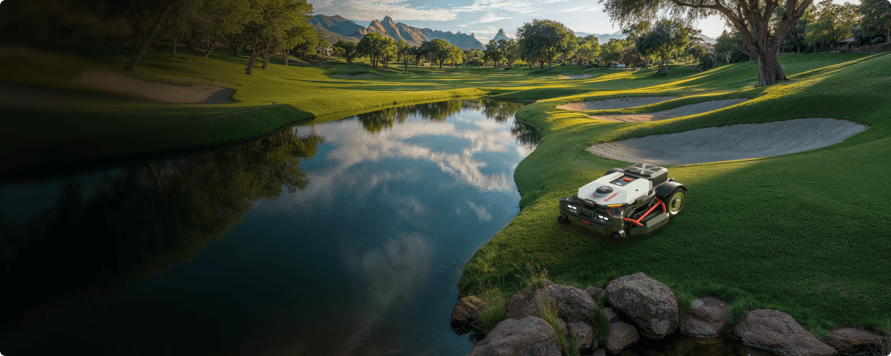 Kress robotic mower working on a golf course